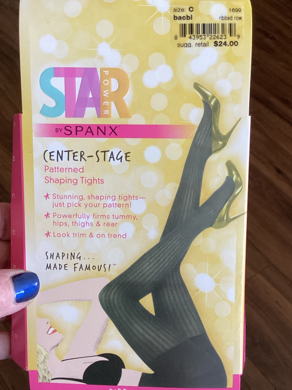 SPANX Star Power Enter-Stage Patterned Shaping Tights — Black